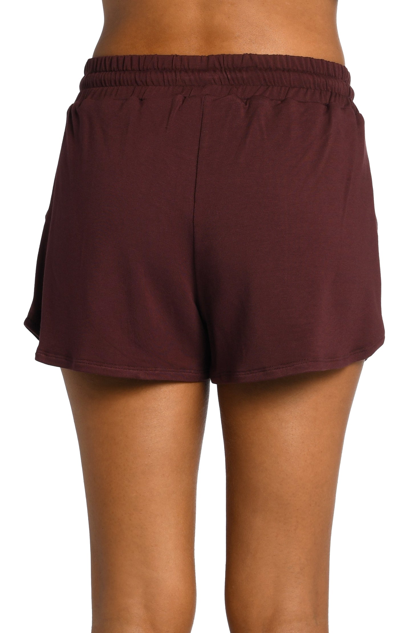 Model is wearing a java colored knitted shorts from our Living in Leisure collection!