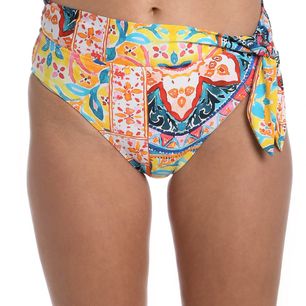 
                  
                    Model is wearing a moroccan inspired multi colored printed high waist bottom from our Soleil collection!
                  
                